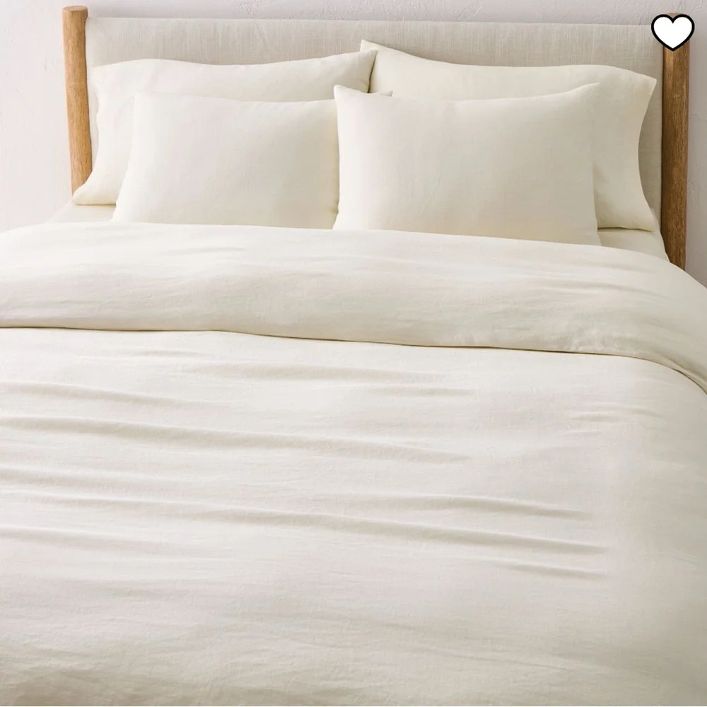 West Elm White Linen Duvet Cover king size